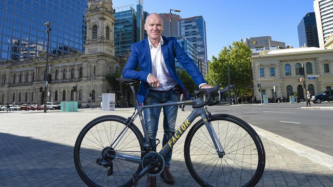 Tour Down Under race director Stuart O'Grady poses for a portrait at Victoria Square in Adelaide, Tuesday, December 2, 2019. (AAP Image/Roy Vandervegt) NO ARCHIVING