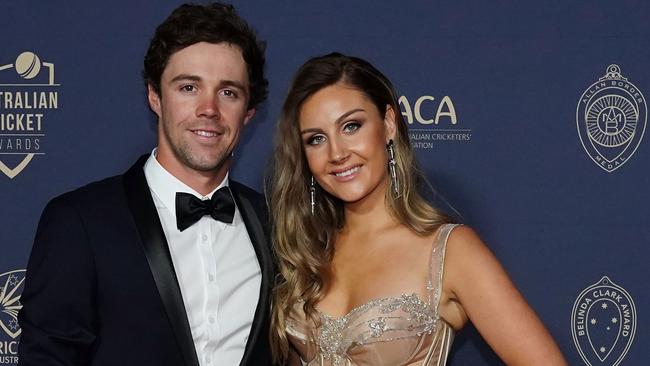 Travis Head and Jessica Davies at the 2020 Australian Cricket Awards in Melbourne