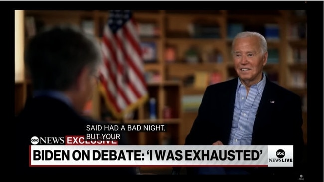Joe Biden's response to a double-barrelled question related to Nancy Pelosi. Picture: Supplied
