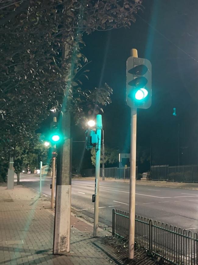 After: The tree outside the Marryatville High School traffic lights cut and pruned on Thursday night. Picture: Evangeline Polymeneas