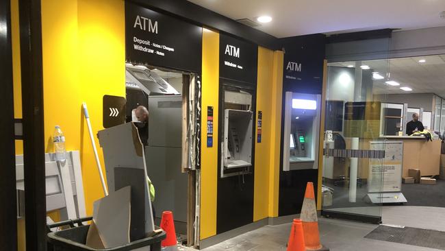 Workers promptly removed most of the ATMs at the Commonwealth Bank, Pendle Hill this month.