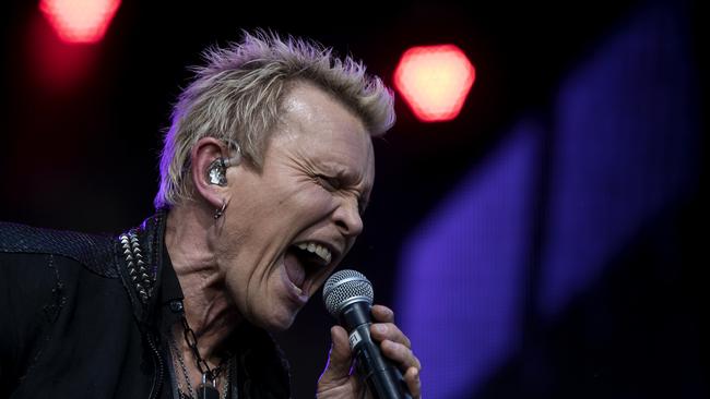 With a rebel yell … Billy Idol performs on the AO Live Stage. Picture: Fiona Hamilton<br/>