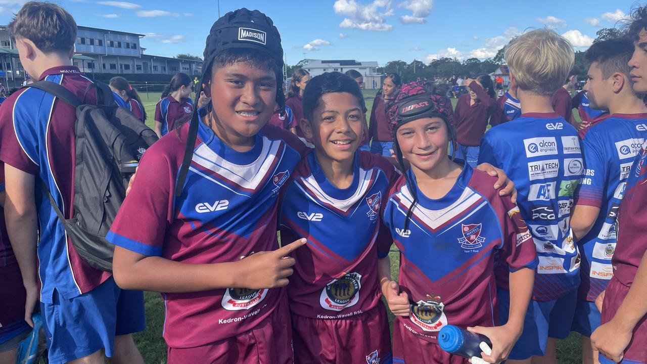 Wavell State High Year 7s Elijah Unasa, Strickland Rutene and Preston Afoa.