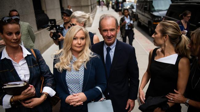 Ms Giuffre with her lawyer David Boies, who is representing several of Jeffrey Epstein's alleged victims. Picture: Mark Kauzlarich/Bloomberg