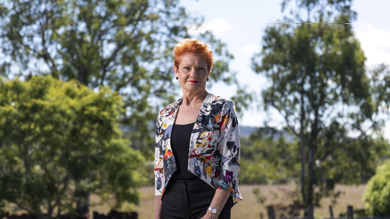 Still here: Senator Hanson at her Scenic Rim property, Serendipity. Picture: Mark Cranitch.