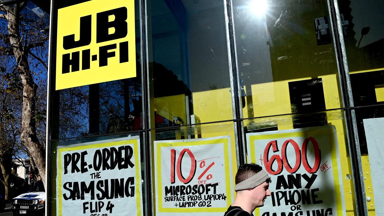 JB Hi-Fi has seen a drop in sales for 2023. Picture: NCA NewsWire / Jeremy Piper