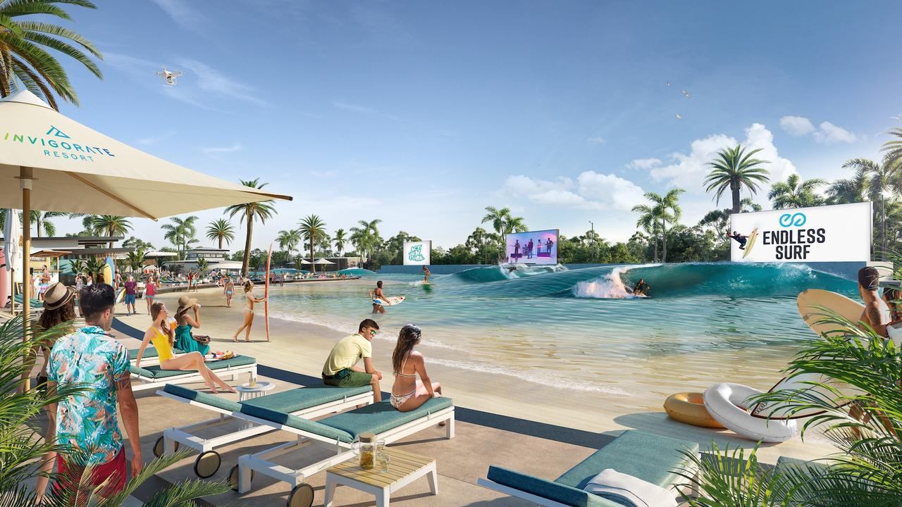 Render of what Sanad Capital's Endless Surf wave pool could look like once developed at Glenview.