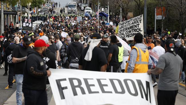 Protesters have vented their anger at the vaccine mandate. Picture: Alex Coppel.