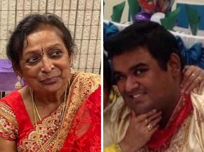 67-year-old Hemalathasolhyr Satchithanantham and her 34-year-old sonBramooth, whose car was found in a stormwater canal at Cooper Creek Wentworthville on March 7 Image: Supplied