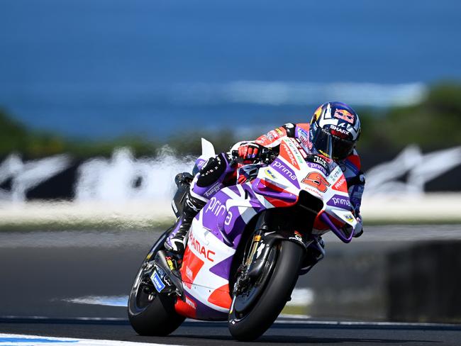 PHILLIP ISLAND, AUSTRALIA - OCTOBER 20: Johann Zarco of France and the Prima Pramac Racing Team  in action during free practice ahead of the 2023 MotoGP of Australia at Phillip Island Grand Prix Circuit on October 20, 2023 in Phillip Island, Australia. (Photo by Quinn Rooney/Getty Images)