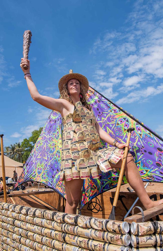 Sarah Oliver from Techno Vikings at the Darwin Beer Can Regatta at Mindil Beach, 2023. Picture: Pema Tamang Pakhrin