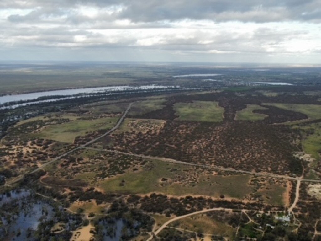 Drone shots of a flooded River Murray near Morgan, SA, on November 15. Pictures: Cody Campbell.