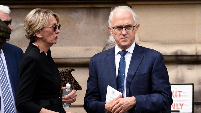 Malcolm Turnbull is seen leaving the state funeral of former NSW Premier, John Fahey.