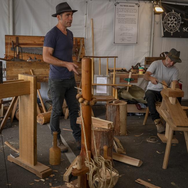 Woodturner Matt Holden at the Australian Wooden Boat Festival. Picture: Rachael Green, BALLANTYNE Photography/AWBF