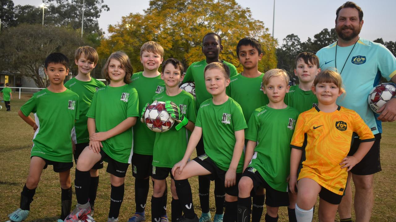 Ipswich Knights Soccer Club under 10s team training before the Matildas vs England semi-final clash in Ipswich. Photos by Georgie Walker.