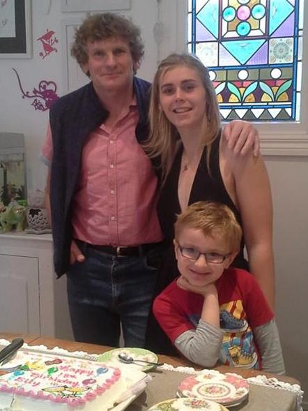 Elly Warren with her father Paul and half-brother Sam in Melbourne on the day of her 18th birthday. Picture: Supplied