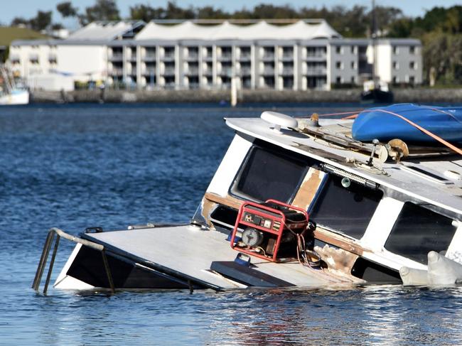 A house boat sinking in waters off Labrador. Picture: Tommy Campion