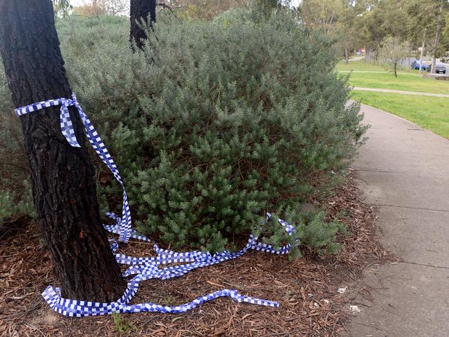 The site where the man was found with a gunshot wound. Picture: Andrew Henshaw