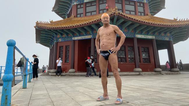 Qingdao resident Zhang Quantong, 71, contradicts the official Beijing line by saying he is a fan of all things Australian, right down to his budgie smugglers.