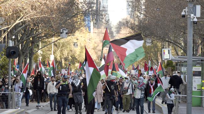 The protest coincided nine months after the October 7 attacks. Picture: NewsWire / Andrew Henshaw