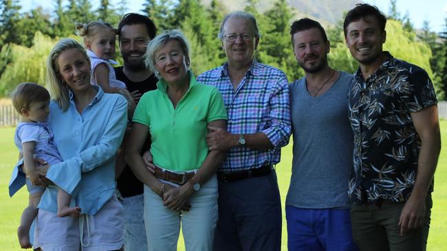 The Tobin family: Patch, Julia, Eddison and Jason Capuano, with the late Christa Tobin, James' dad Tony, and brother Peter with James.