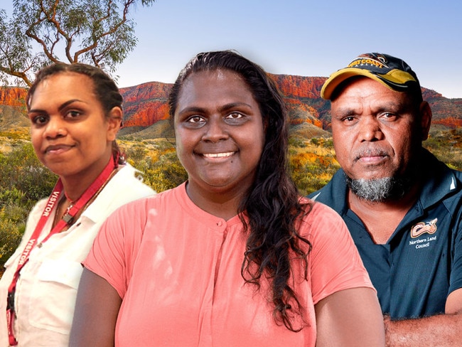 Chelsea Ryan, CLP candidate Yanja Thompson and Northern Land Council chief Matthew Ryan