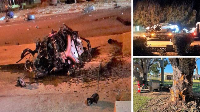 Initial police investigations indicate just after midnight on Friday morning an alleged stolen silver Holden Commodore was driving eastbound on Hursley Rd when it careened off the road and collided with trees near Tor St in Newtown.