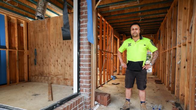 Major home builder Porter Davis went bust last week with work immediately halted on more than 1500 properties. Pictured is Mark Anthony, whose Mitcham home was being built by the construction company. Picture: Ian Currie