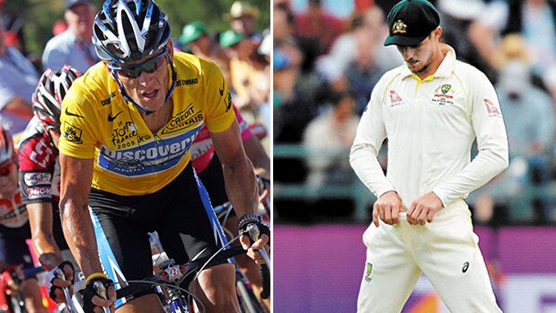 The Australian cricket team’s ball tampering is hardly on the scale of Lance Armstrong at the Tour de France. Picture: Supplied..