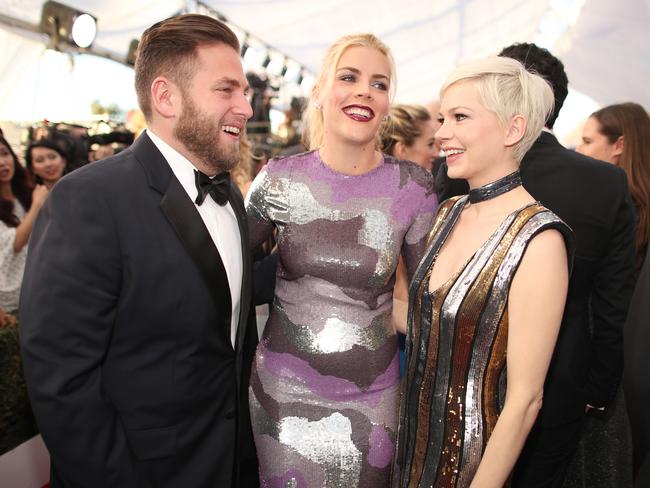 Jonah Hill; Busy Philipps and Michelle Williams attend The 23rd Annual Screen Actors Guild Awards at The Shrine Auditorium on January 29, 2017 in Los Angeles, California. Picture: Getty