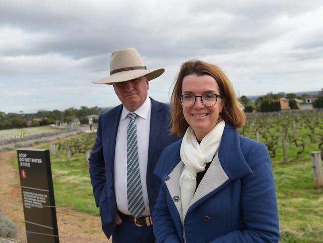 Barnaby Joyce with Assistant Minister for Agriculture and Water Resources Anne Ruston. Picture: AAP.