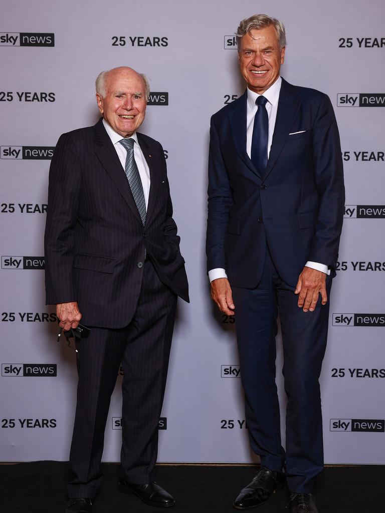 John Howard and Michael Kroger, at the Sky News 25th Anniversary celebration, at Bennelong Restaurant. Picture: Justin Lloyd.