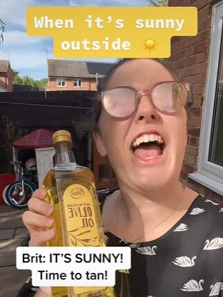 She said Aussies and Brits have opposite instincts when it's sunny. Picture: TikTok/Jordana Grace