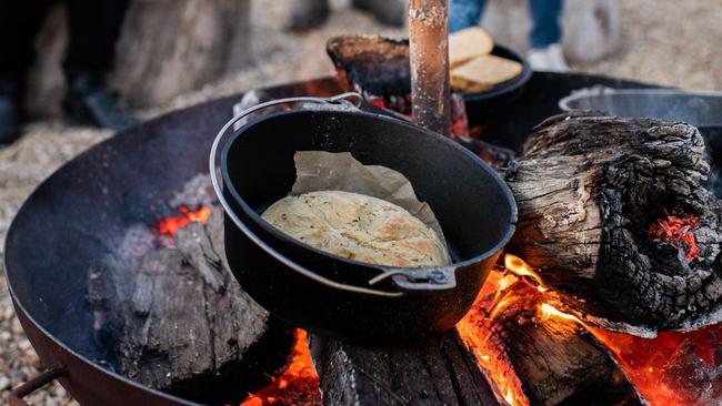 Dinner around the fire pit.