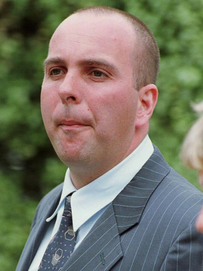 Jason Moran pictured leaving Melbourne’s Coroner's Court on January 14, 2002, after the inquest into the murder of gangster Alphonse Gangitano.