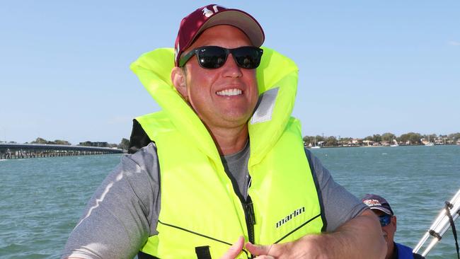 Queensland Premier Steven Miles during a visit to Sandstone Point in Moreton Bay. Picture: Tertius Pickard