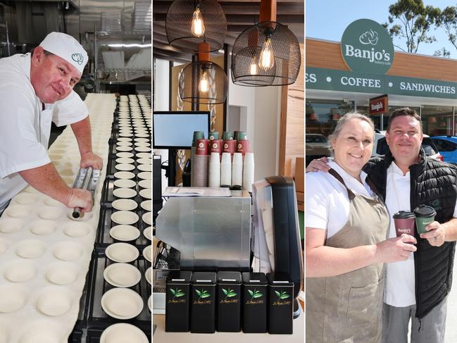 First look inside Gold Coast's first Banjo's bakery at Helensvale with franchisees Anthony and Donna Bosworth. Picture Glenn Hampson.