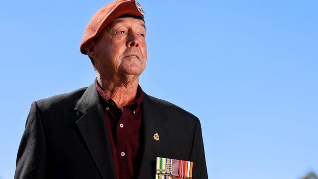 Returned soldier David Lascelles at the Torrens Parade Grounds. Picture: Russell Millard