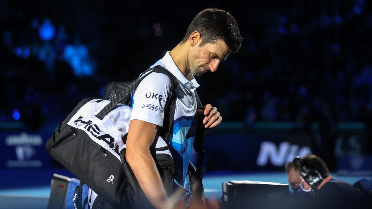 Novak Djokovic of Serbia leaves the court. Picture: Julian Finney