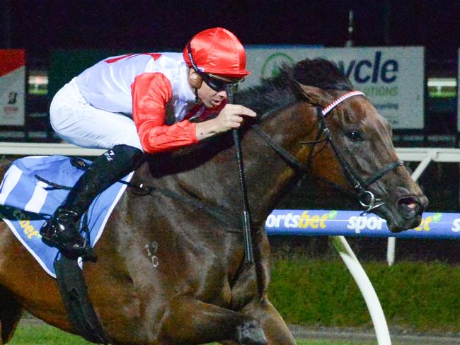 Pink Chandon ridden by Jye McNeil wins the Sportsbet Future Stars Series Heat 6 at Sportsbet Pakenham on January 25, 2024 in Pakenham, Australia. (Ross Holburt/Racing Photos)