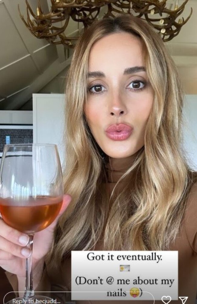 She eventually got her wine. Picture: Instagram