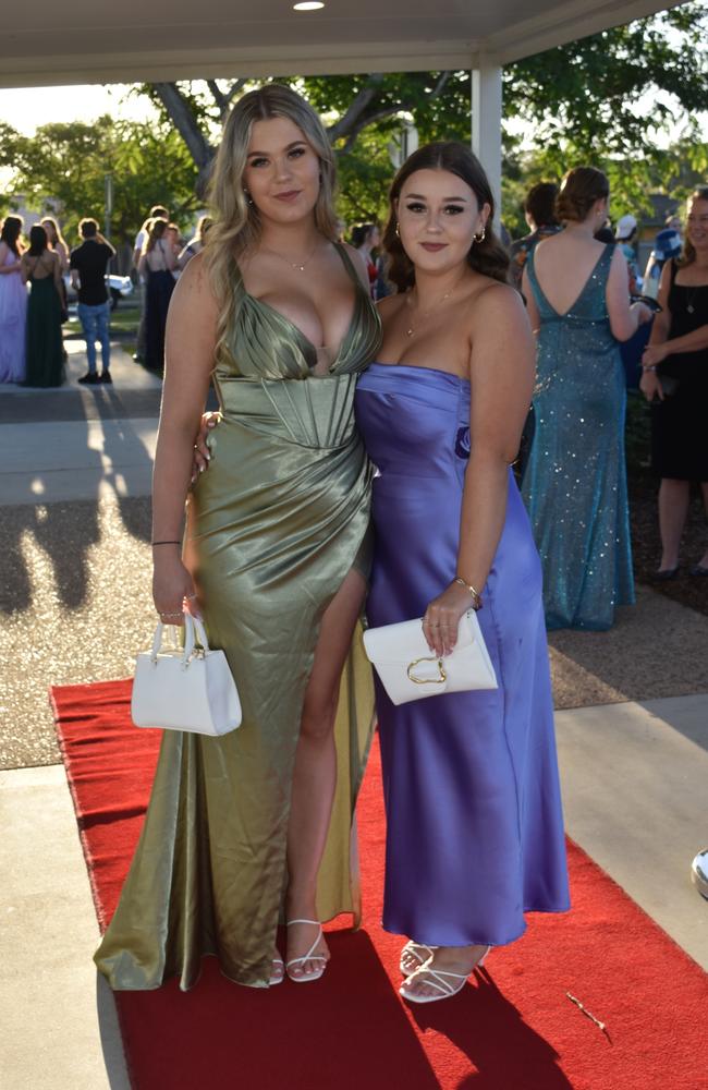 Ayesha Perry and Maddison Halliday at the Mountain Creek State High School formal on November 18, 2022. Picture: Sam Turner