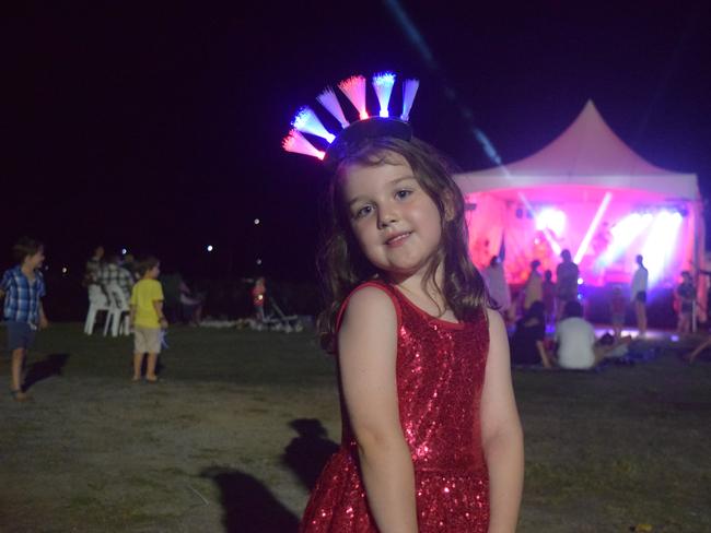 Lucy Mayberry, 6, from Airlie Beach celebrated New Year at the Whitsunday Sailing Club.