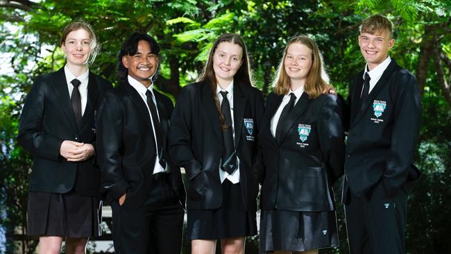 Bray Park State High School leaders Aureliana Valentine, Emmanuel Dimailig, Hannah Makings, Elizabeth Bennett and Bevan Garnett. Photo – contributed.