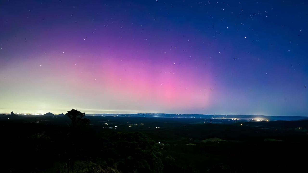 A resident said light pollution from Brisbane against the light show from the Aurora Australis. Photo: contributed.