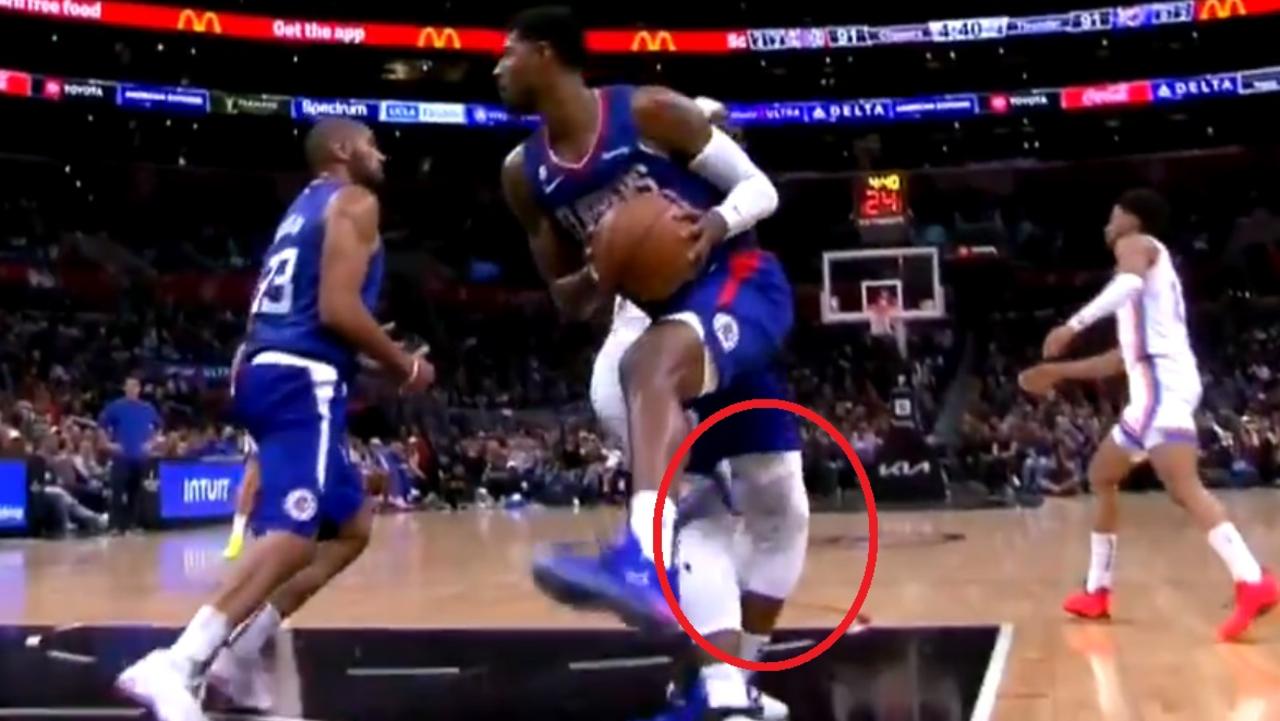 Paul George appeared to hyperextend his knee.