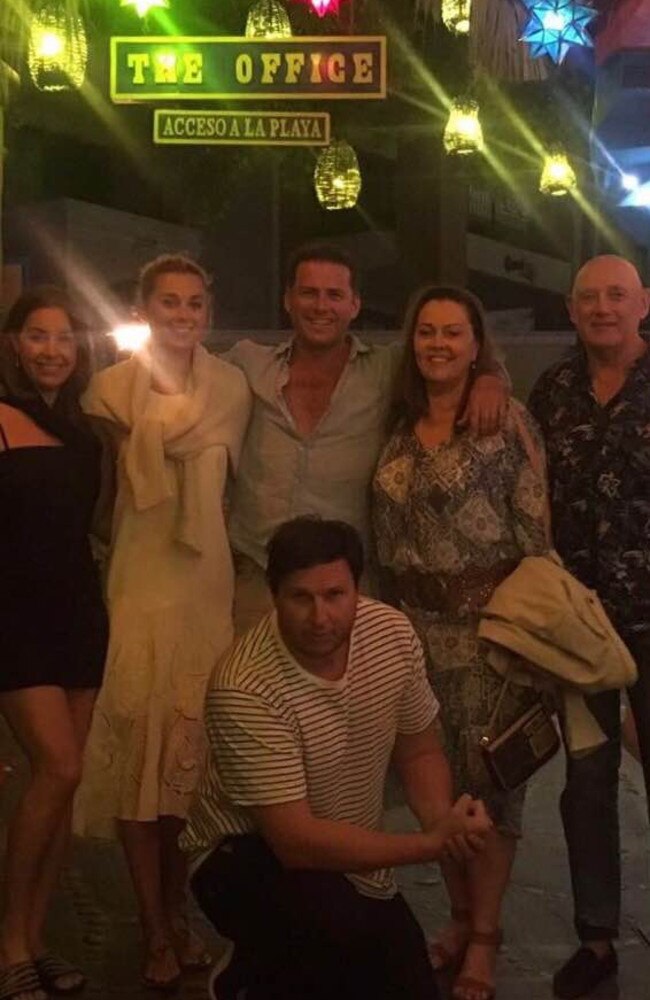 Karl Stefanovic with his girlfriend Jasmine Yarbrough and her family in Mexico. Picture: Facebook