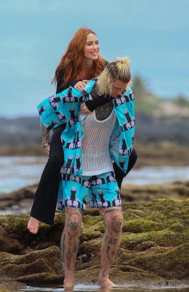 Megan and Machine Gun Kelly were seen in loved-up photos during their holiday. Picture: Flightrisk / BACKGRID