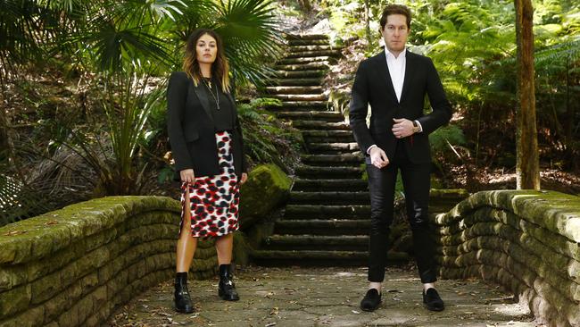 Bellvue Hill's own fashion success story Camilla and Marc, on the Moon Bridge in Cooper Park. Picture: John Appleyard