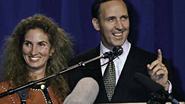 Paul and Annita Keating claiming the sweetest victory of them all after the 1993 Federal Election. Picture: Supplied.
